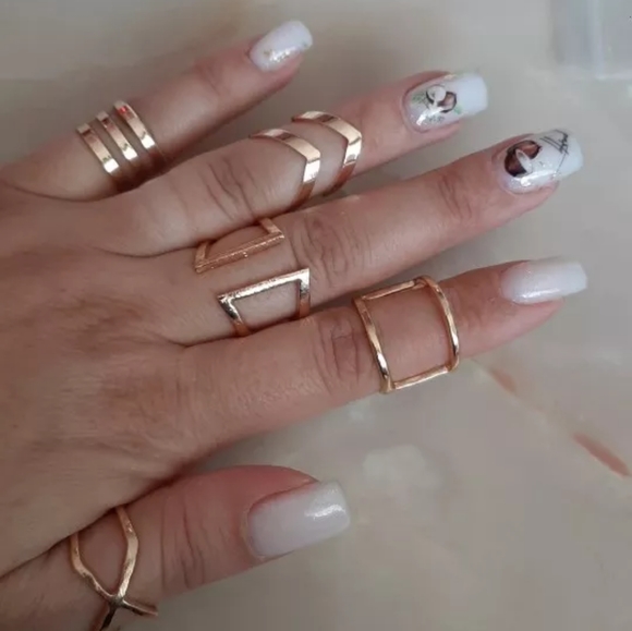 !NEW 5 pc V-Shape Geometric Joint Midi Knuckle Ring Set - Picture 5 of 13